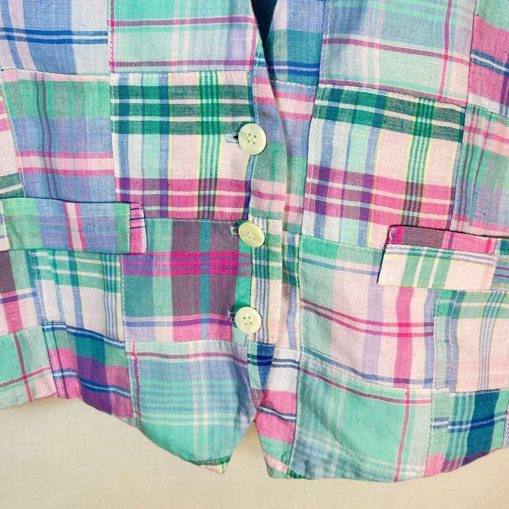 David Brooks Women's Pastel Madras Plaid Patchwork Vintage 70s-80s Vest Size 14 - Picture 8 of 15